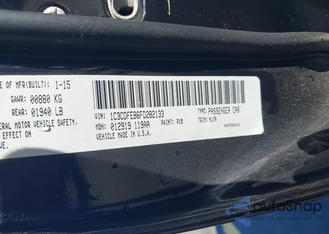 2015 Dodge Dart Gt из США, поврежденный, VIN 1C3CDFEB6FD282133